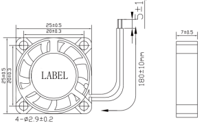 Plano de dimensiones del ventilador de refrigeración 2507